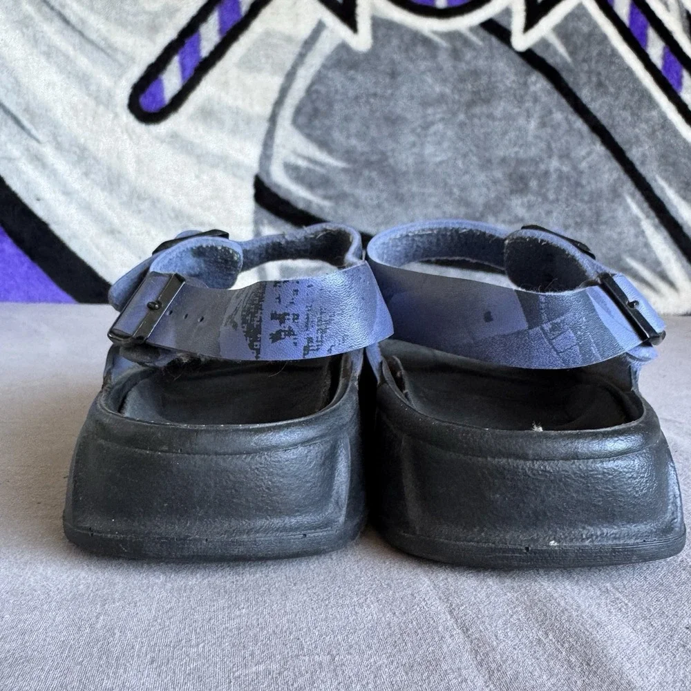 Size 42/M9 - Birkenstock Distressed Leather Sailing Boat Sandals Shoes Blue